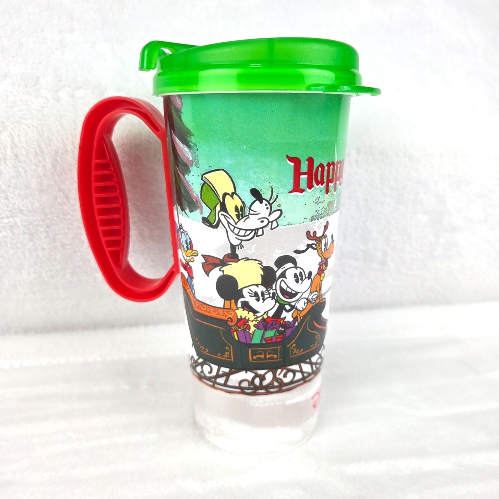 Disney Parks Holiday Travel Mug Mickey Minnie Pluto Goofy BPA Free Plastic
